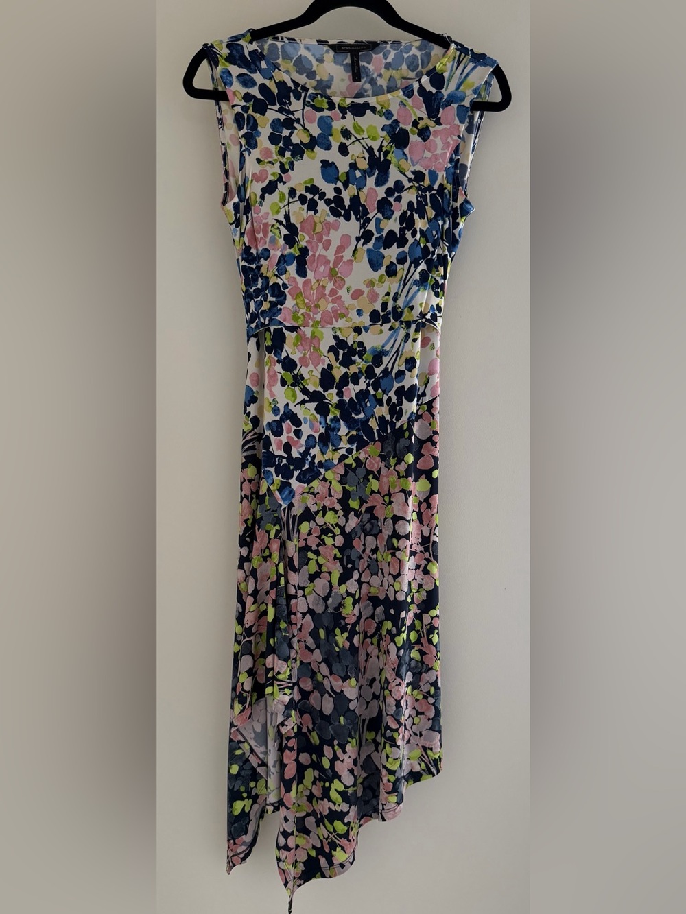 BCBGMaxAzria Floral Maxi Dress in Navy, Pink & Lime